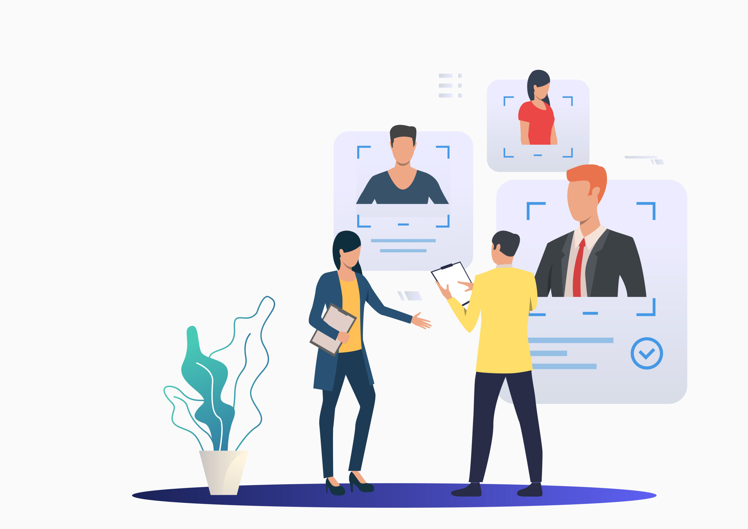 recruiting professionals studying candidate profiles